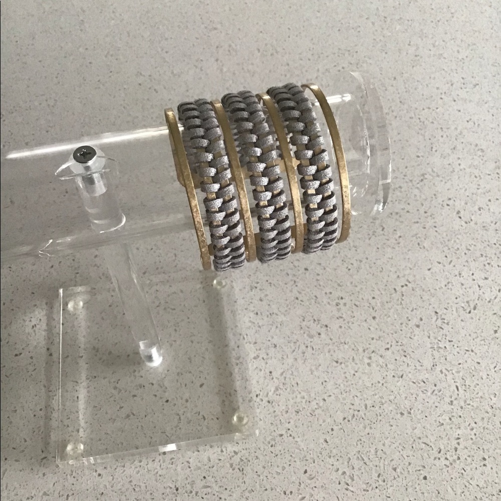 Metal and leather bracelet